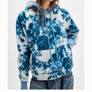 Free People With Love Hoodie in Chambray Combo Flower Pattern—NWT